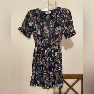 Blue floral dress one size, from south korea, probably small or medium size